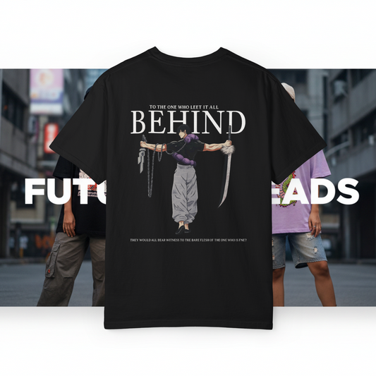 “Behind the Warrior” Oversized Anime Graphic T-Shirt – Unisex Streetwear