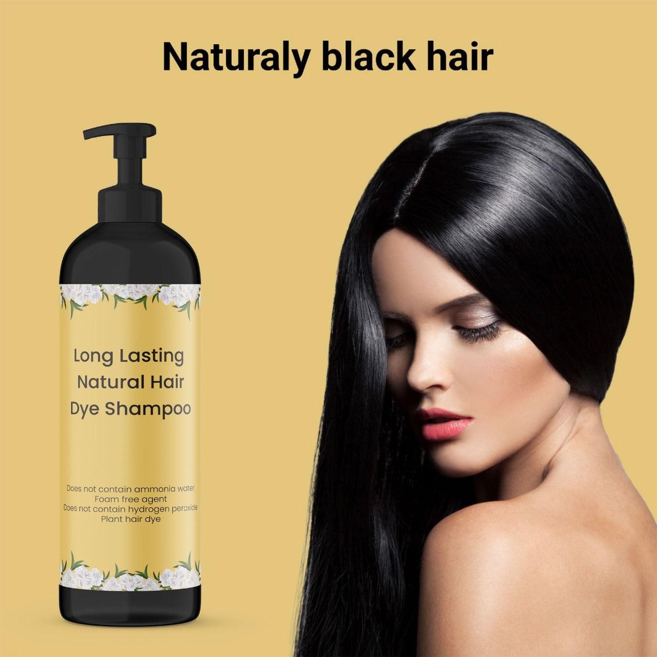 Natural Black Hair Dye Shampoo – Long Lasting Color (100ml × 2 Pack)