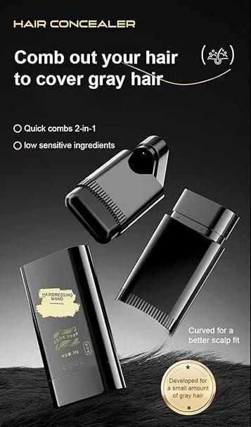 2-in-1 Instant White Hair Cover Comb Stick – Portable Waterproof Hair Dye (20g, Black)