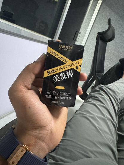 2-in-1 Instant White Hair Cover Comb Stick – Portable Waterproof Hair Dye (20g, Black)