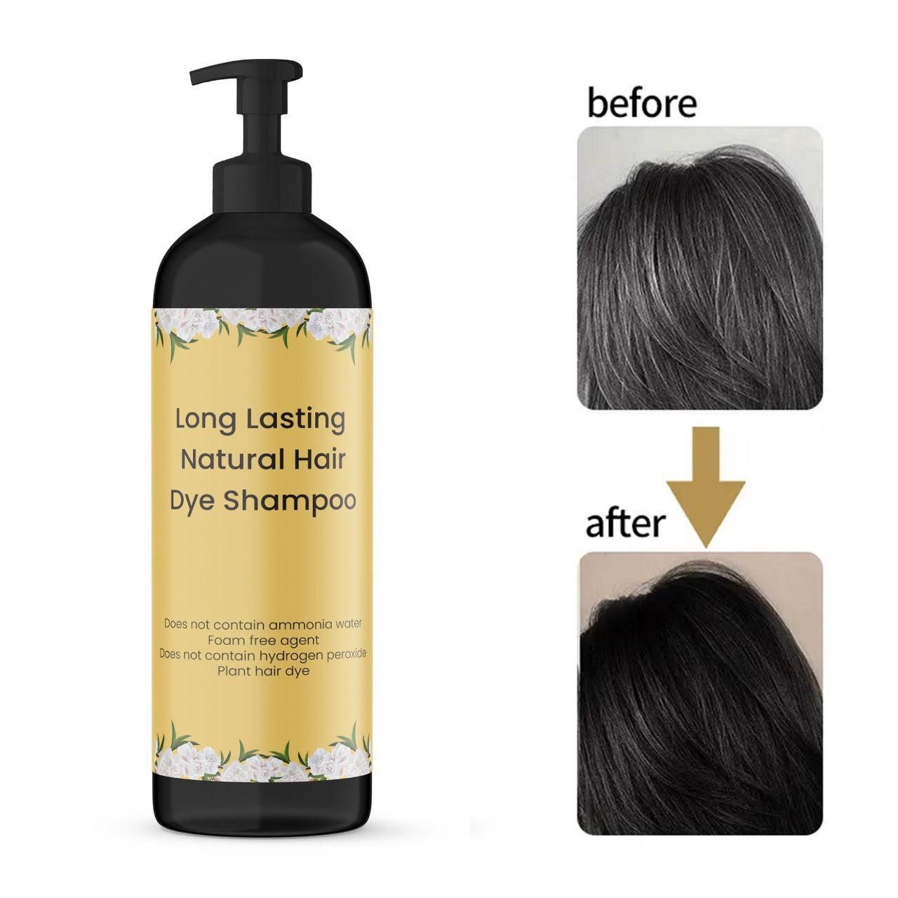 Natural Black Hair Dye Shampoo – Long Lasting Color (100ml × 2 Pack)