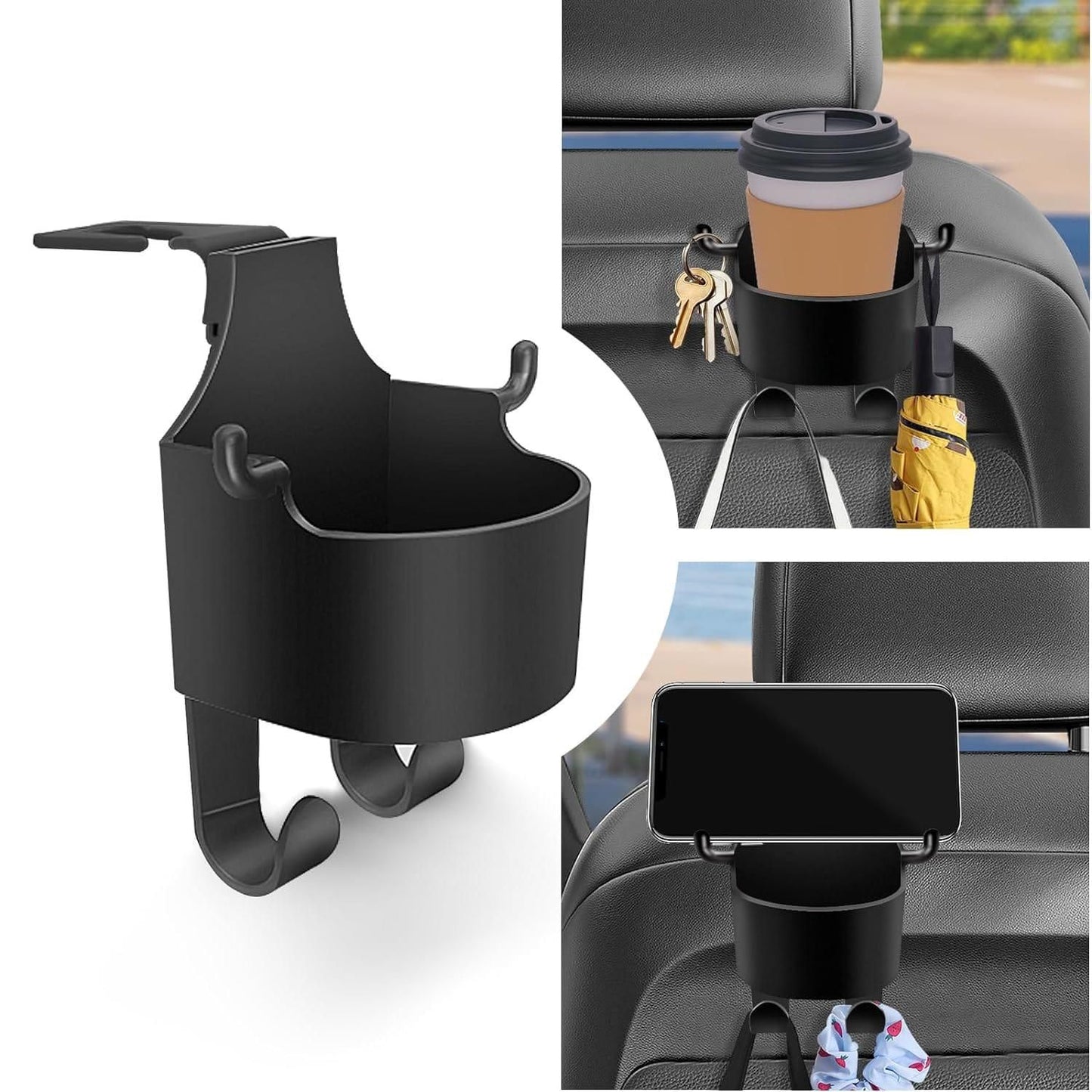 Multifunctional Hanging Storage Cup & Mobile Holder for Car & Home (Pack of 2) – ABS Plastic Organizer Stand