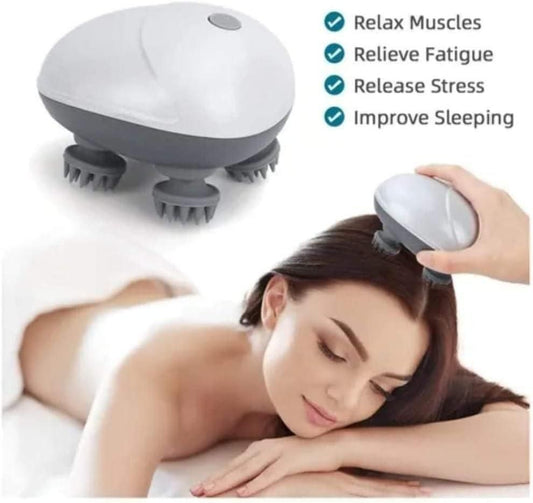 Electric 3D Scalp Head Massager | Rechargeable Hair & Body Massager | Deep Kneading Waterproof Massage for Humans & Pets