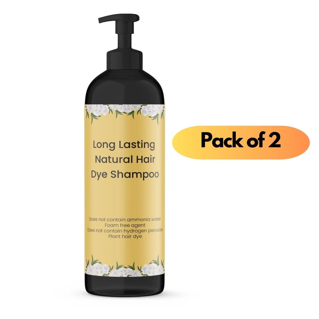 Natural Black Hair Dye Shampoo – Long Lasting Color (100ml × 2 Pack)