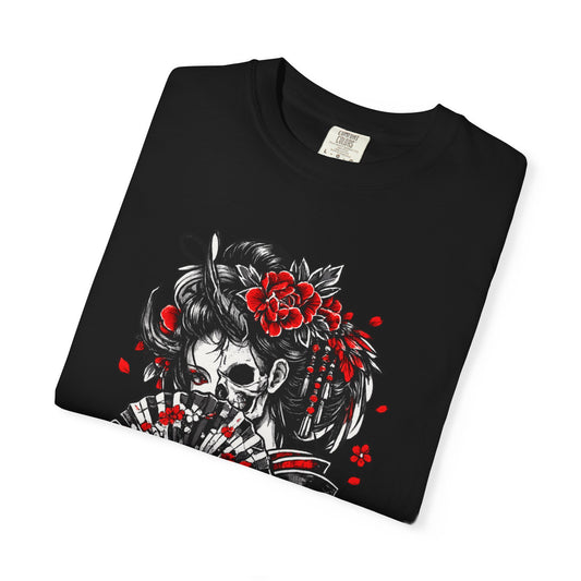 Midnight Sakura Skull Geisha – Oversized Anime Streetwear T-Shirt