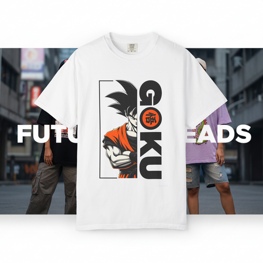 Goku Vertical Kanji Anime Oversized T-Shirt – Dragon Ball Streetwear Graphic Tee for Men & Women
