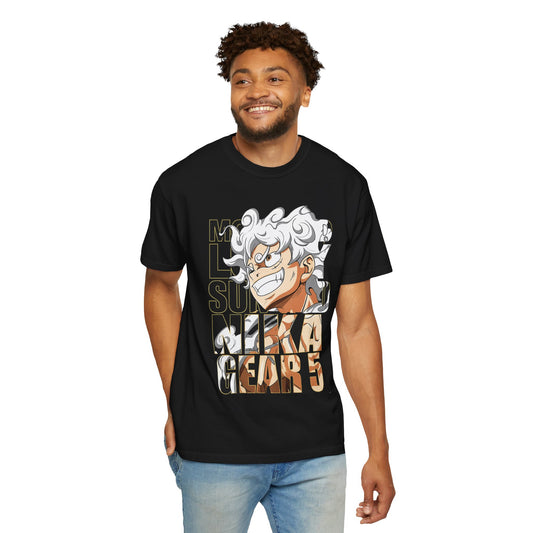 Monkey D Luffy Gear 5 Oversized Black T-Shirt – Sun God Nika Anime Graphic | Unisex 180 GSM Streetwear